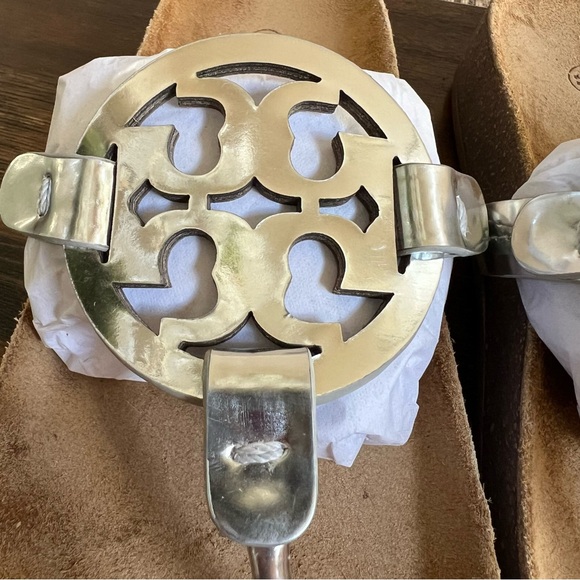 Tory Burch Miller Cloud Metallic Silver Cork Sole Sandals US7 - Picture 8 of 14